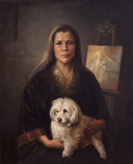Portrait of an artist and her dog